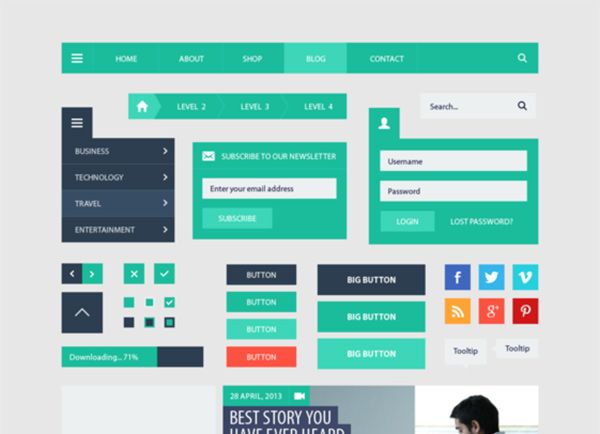 50+ Flat UI Kits for Download
