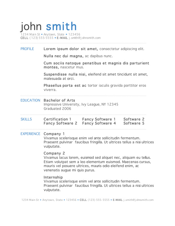 resume template for microsoft word