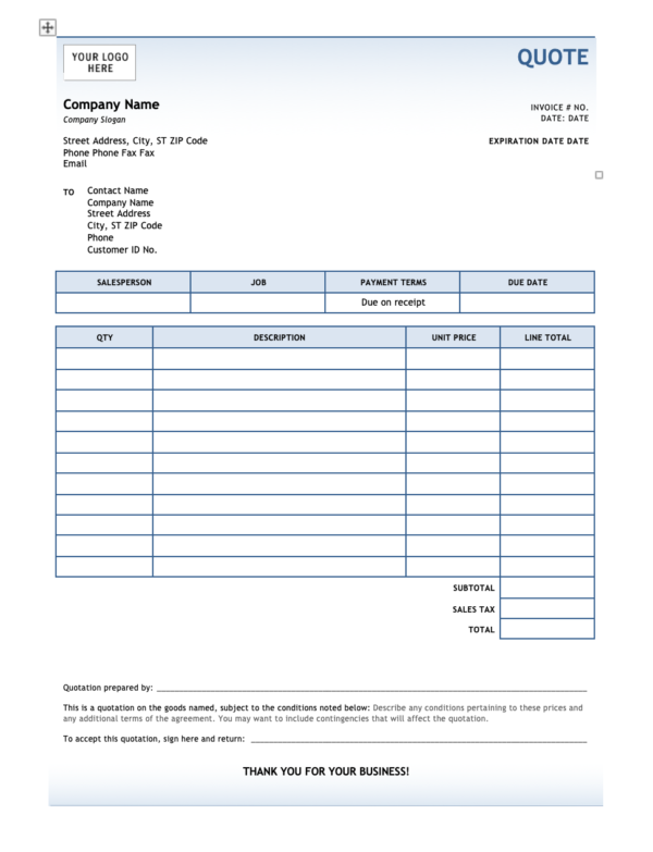 invoice format word doc